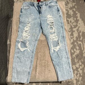 Hollister Blue Skinny Jeans with Distressed Detailing